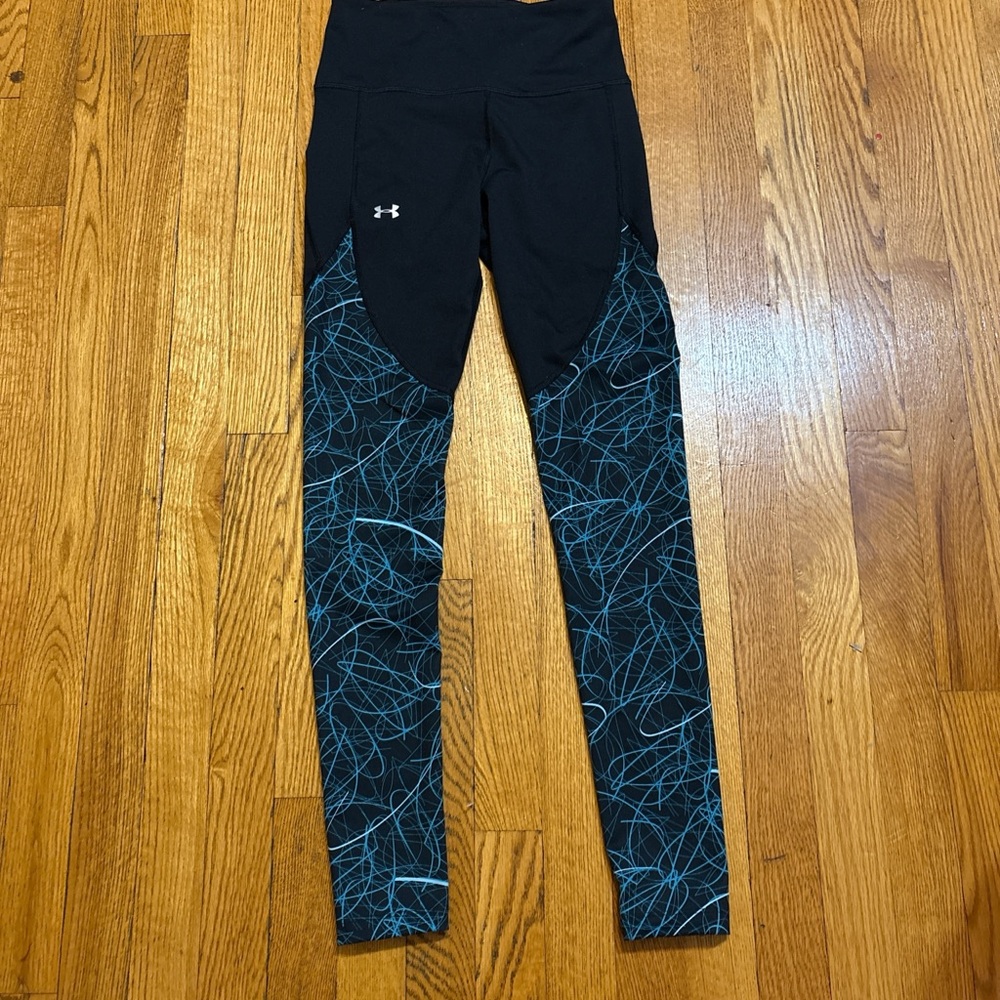 Under Armour Black Leggings with Blue Pattern